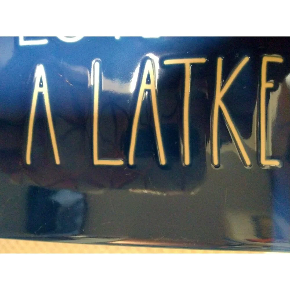 Rae Dunn 'I Love You A Latke' Blue Ceramic Hanging Wall Plaque